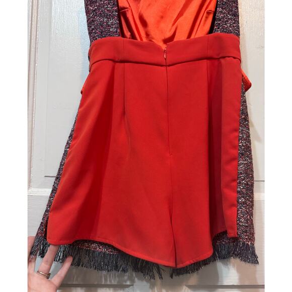 NWT Elisabetta Franchi Red Blue Tweed Open Back Romper Size 40 US 4 - Picture 9 of 14